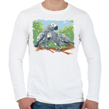 PRINTFASHION Papagáj pár - Férfi hosszú ujjú póló - Fehér férfi póló