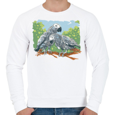 PRINTFASHION Papagáj pár - Férfi pulóver - Fehér férfi pulóver, kardigán