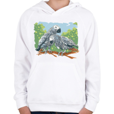 PRINTFASHION Papagáj pár - Gyerek kapucnis pulóver - Fehér gyerek pulóver, kardigán