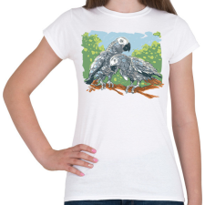 PRINTFASHION Papagáj pár - Női póló - Fehér női póló