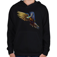 PRINTFASHION Papagáj portré - Gyerek kapucnis pulóver - Fekete gyerek pulóver, kardigán