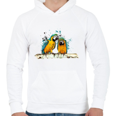 PRINTFASHION Papagájok - Férfi kapucnis pulóver - Fehér