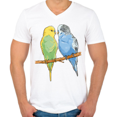 PRINTFASHION Papagájok - Férfi V-nyakú póló - Fehér