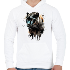 PRINTFASHION párduc - Férfi kapucnis pulóver - Fehér