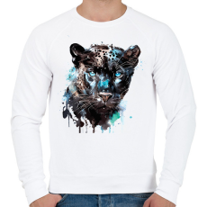 PRINTFASHION párduc - Férfi pulóver - Fehér