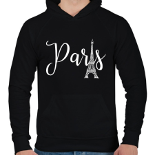 PRINTFASHION Párizs - Férfi kapucnis pulóver - Fekete férfi pulóver, kardigán