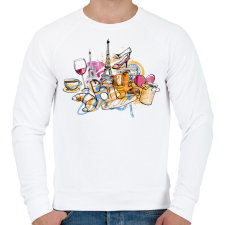 PRINTFASHION Párizs - Férfi pulóver - Fehér férfi pulóver, kardigán
