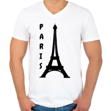 PRINTFASHION párizs - Férfi V-nyakú póló - Fehér férfi póló