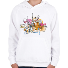 PRINTFASHION Párizs - Gyerek kapucnis pulóver - Fehér gyerek pulóver, kardigán