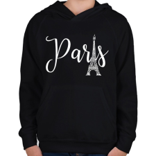 PRINTFASHION Párizs - Gyerek kapucnis pulóver - Fekete gyerek pulóver, kardigán