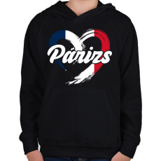 PRINTFASHION Párizs - Gyerek kapucnis pulóver - Fekete