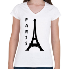 PRINTFASHION párizs - Női V-nyakú póló - Fehér női póló