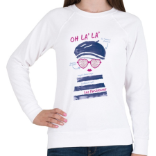 PRINTFASHION Párizsi - Női pulóver - Fehér női pulóver, kardigán