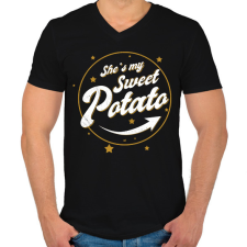 PRINTFASHION Páros póló barátnak, barátnőnek - Férfi V-nyakú póló - Fekete férfi póló