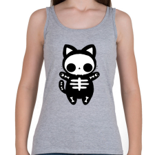 PRINTFASHION páros póló - csontváz cica - Női atléta - Sport szürke női trikó