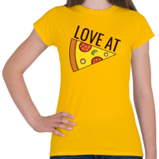 PRINTFASHION Páros póló - Love at Pizza - Női póló - Sárga női póló
