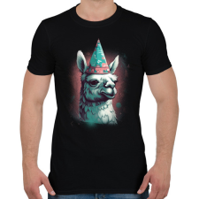 PRINTFASHION Party láma - Férfi póló - Fekete férfi póló