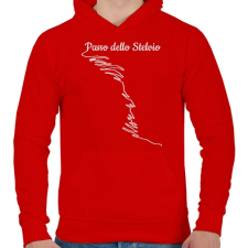 PRINTFASHION Passo dello Stelvio - Férfi kapucnis pulóver - Piros férfi pulóver, kardigán
