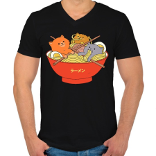 PRINTFASHION Pasta love - Férfi V-nyakú póló - Fekete férfi póló