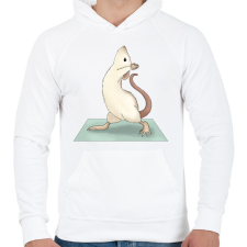 PRINTFASHION Patkány jóga - Férfi kapucnis pulóver - Fehér férfi pulóver, kardigán