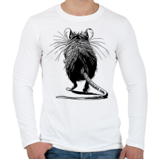 PRINTFASHION Patkány rajz - Férfi hosszú ujjú póló - Fehér férfi póló
