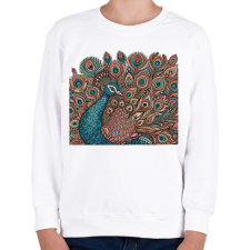 PRINTFASHION Páva - Gyerek pulóver - Fehér gyerek pulóver, kardigán