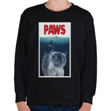 PRINTFASHION PAWS cápa macska - Gyerek pulóver - Fekete gyerek pulóver, kardigán