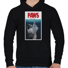 PRINTFASHION PAWS jaws ausztrál juhász kutya - Férfi kapucnis pulóver - Fekete férfi pulóver, kardigán