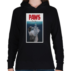 PRINTFASHION PAWS jaws ausztrál juhász kutya - Női kapucnis pulóver - Fekete