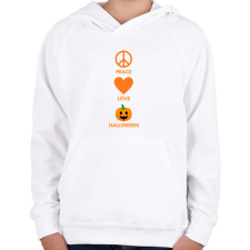 PRINTFASHION Peace Love Halloween - Gyerek kapucnis pulóver - Fehér gyerek pulóver, kardigán