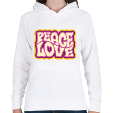 PRINTFASHION Peace, Love - Hippie - Női kapucnis pulóver - Fehér női pulóver, kardigán