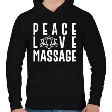 PRINTFASHION Peace, love, massage - Férfi kapucnis pulóver - Fekete