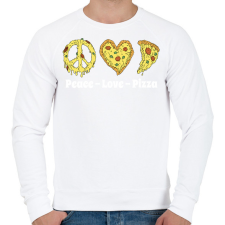 PRINTFASHION Peace, love, pizza - Férfi pulóver - Fehér férfi pulóver, kardigán