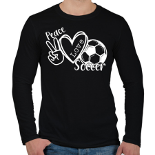 PRINTFASHION Peace love soccer - Férfi hosszú ujjú póló - Fekete férfi póló