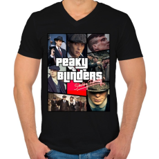 PRINTFASHION Peaky Blinders - Férfi V-nyakú póló - Fekete