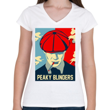 PRINTFASHION Peaky Blinders smoke - Női V-nyakú póló - Fehér női póló