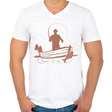 PRINTFASHION pecás - Férfi V-nyakú póló - Fehér