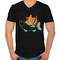 PRINTFASHION pecás - Férfi V-nyakú póló - Fekete