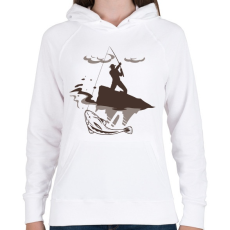PRINTFASHION pecás - Női kapucnis pulóver - Fehér