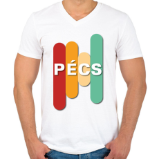 PRINTFASHION Pécs - Színes - Férfi V-nyakú póló - Fehér