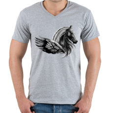 PRINTFASHION pegazus - Férfi V-nyakú póló - Sport szürke