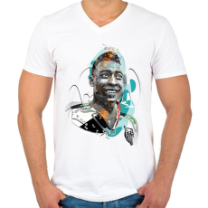 PRINTFASHION Pelé - Férfi V-nyakú póló - Fehér
