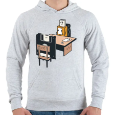 PRINTFASHION Pendrive vs floppy - Férfi kapucnis pulóver - Sport szürke férfi pulóver, kardigán