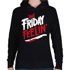 PRINTFASHION Péntek 13 - Női kapucnis pulóver - Fekete