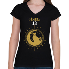 PRINTFASHION PÉNTEK 13 - Női V-nyakú póló - Fekete női póló