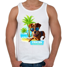 PRINTFASHION Péntek az én napom! - Vicces kutyás póló minta - Férfi atléta - Fehér