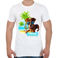 PRINTFASHION Péntek az én napom! - Vicces kutyás póló minta - Férfi póló - Fehér férfi póló