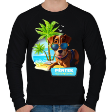 PRINTFASHION Péntek az én napom! - Vicces kutyás póló minta - Férfi pulóver - Fekete