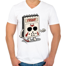 PRINTFASHION Péntek - Férfi V-nyakú póló - Fehér