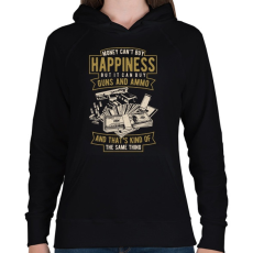 PRINTFASHION Pénz, fegyver, boldogság - Női kapucnis pulóver - Fekete